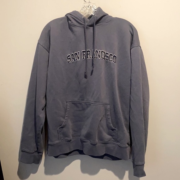 Blue Vintage Hoodie Heavy-Weight Sweatshirt - Picture 1 of 2